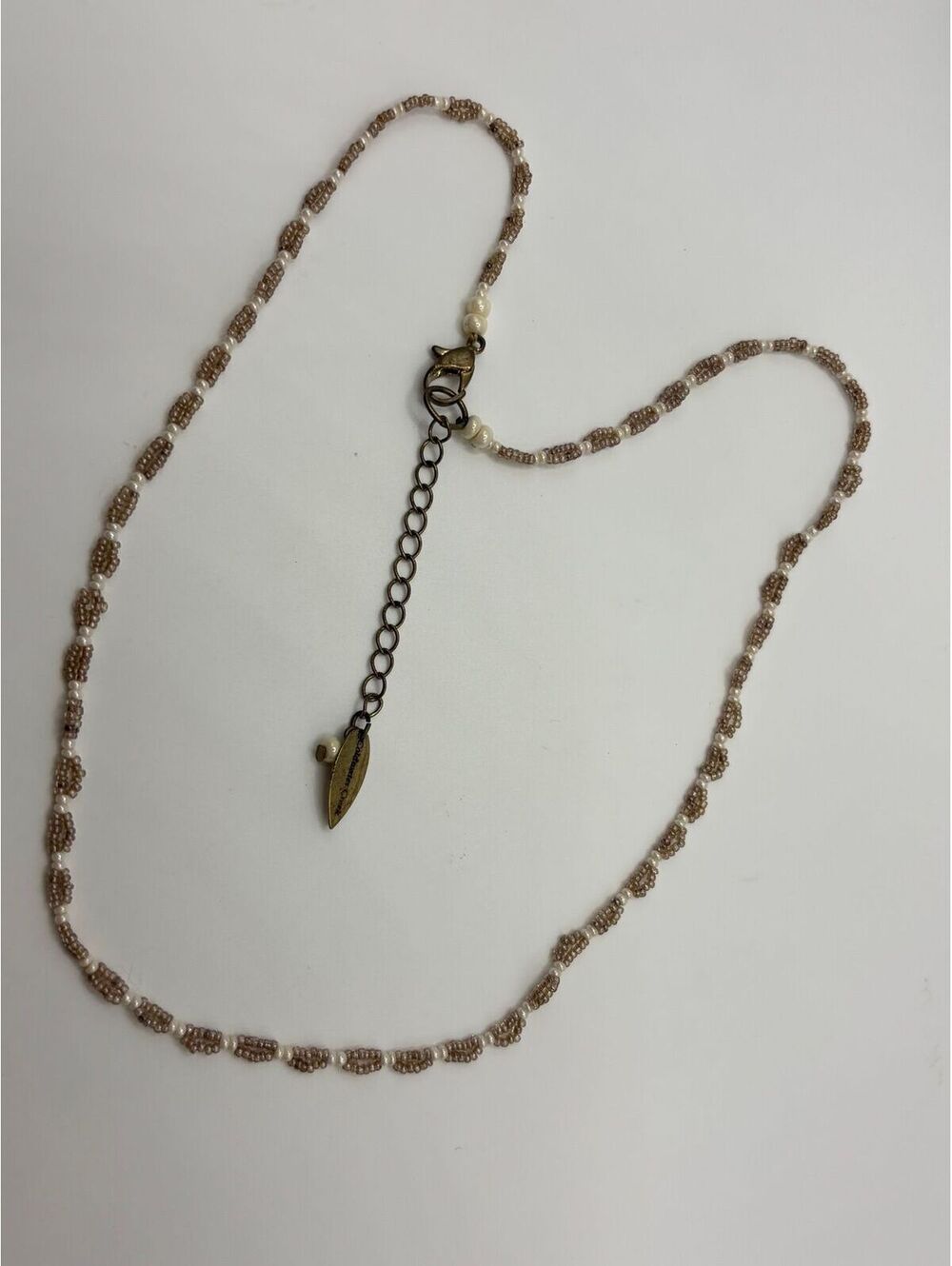 Stamped Coldwater Creek Iridescent Seed Bead and Pearl Necklace